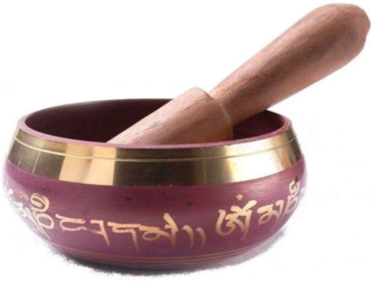 Tibetan Copper Crafted Gold Chakra Singing Bowl Lavender 8cm