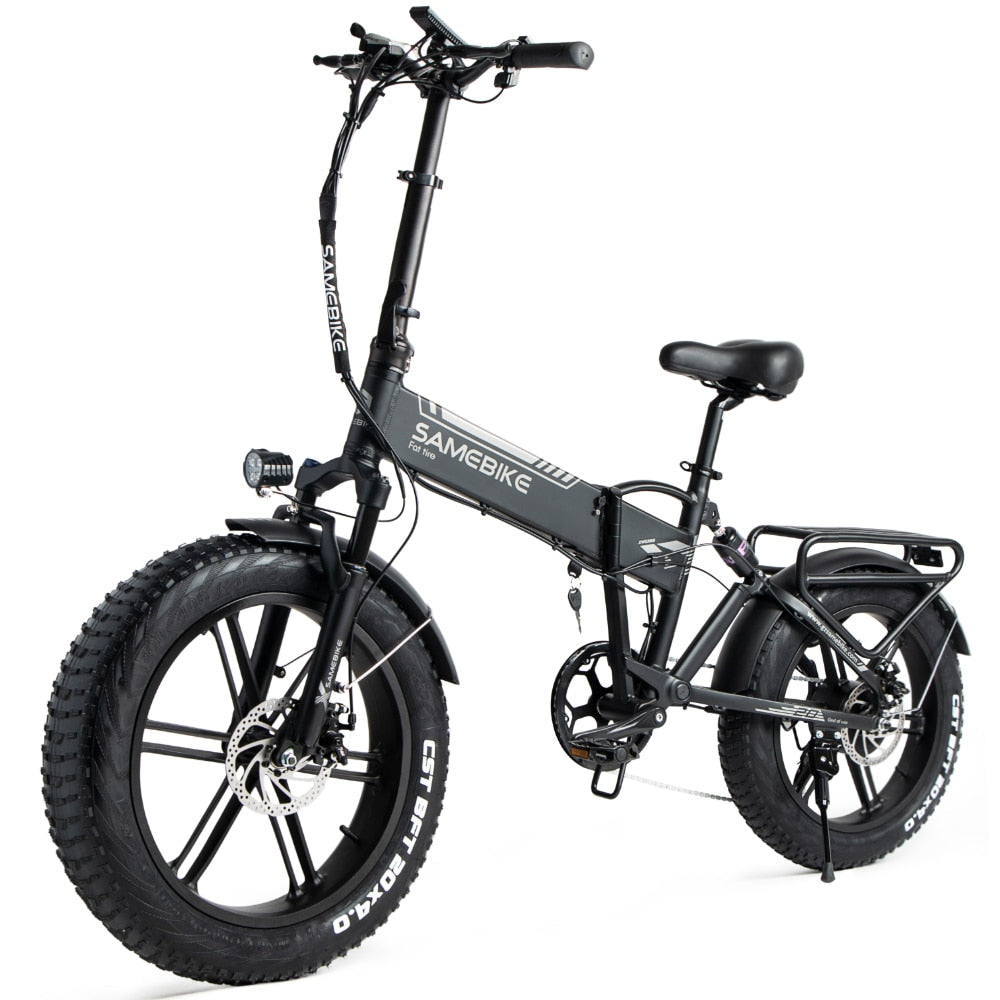 SAMEBIKE XWXL09 Electric Bike 500W 48V 10AH 20 Inch Foldable w/ Fat Tire Full Suspension MTB