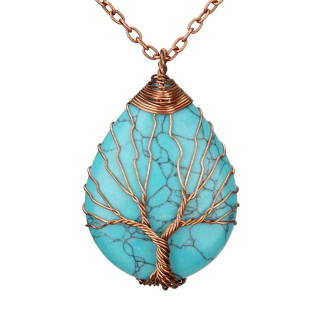 Natural Stone Tree of Life Pendant