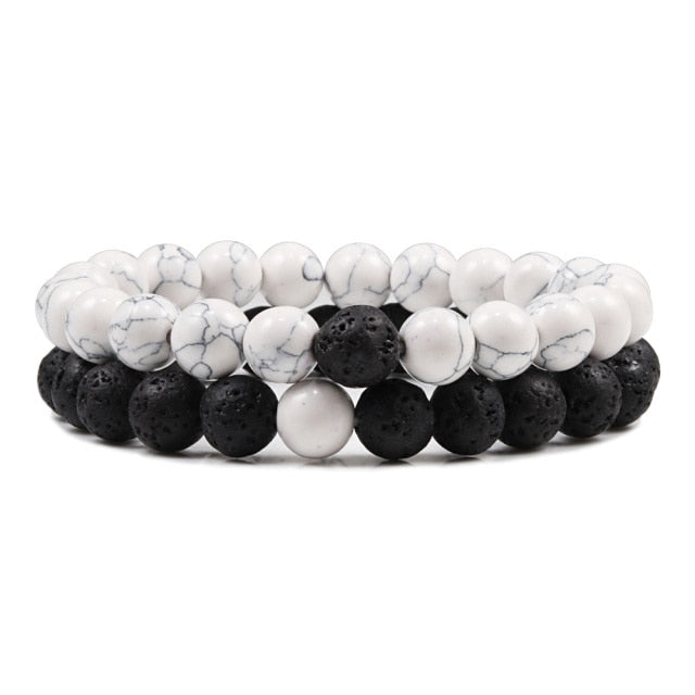 1-2PCS Beaded Bracelet Set. Natural Lava Stone