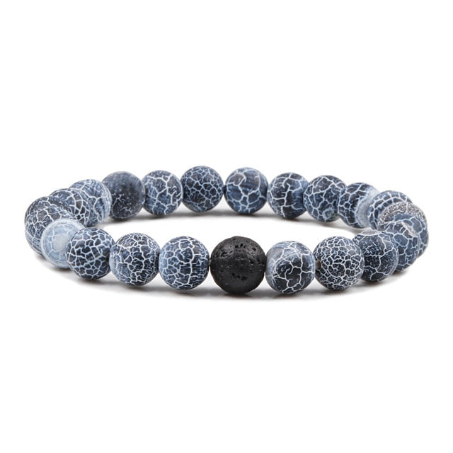 1-2PCS Beaded Bracelet Set. Natural Lava Stone