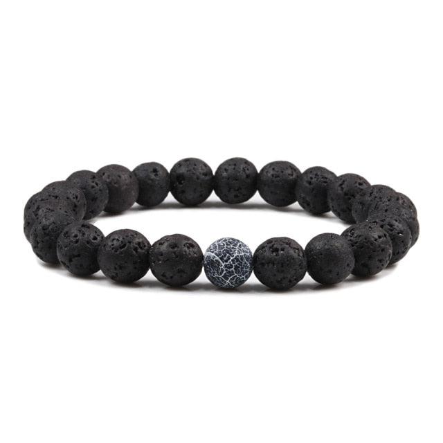 1-2PCS Beaded Bracelet Set. Natural Lava Stone