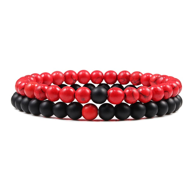 1-2PCS Beaded Bracelet Set. Natural Lava Stone