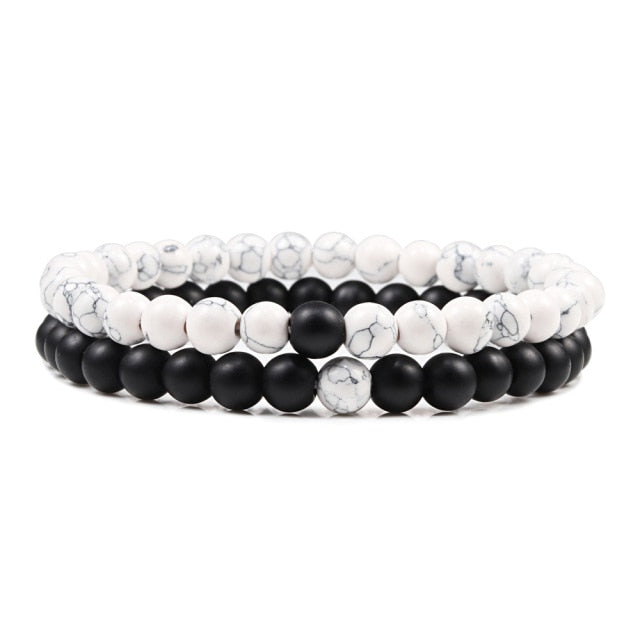 1-2PCS Beaded Bracelet Set. Natural Lava Stone